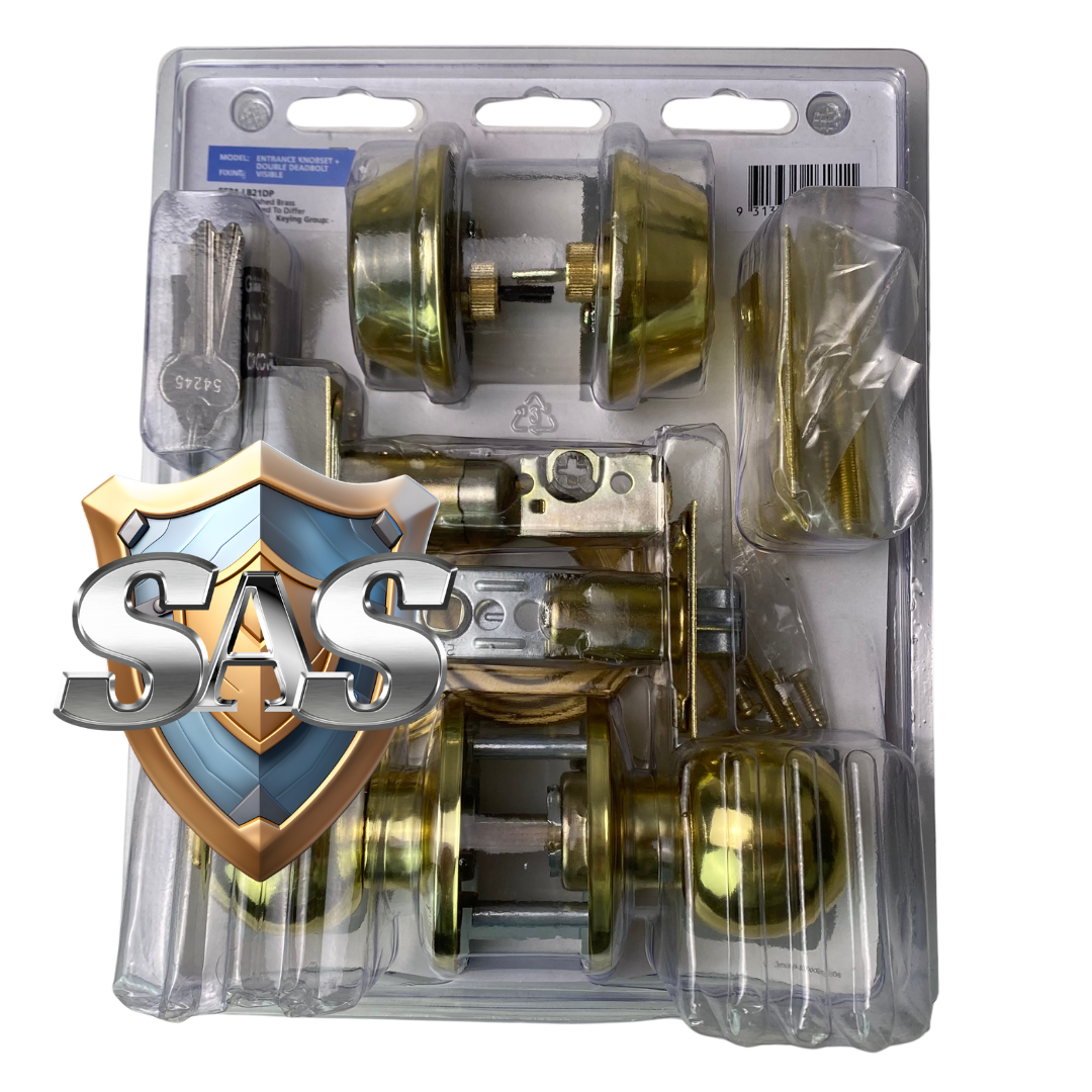 Carbine Aintree SS9000 Tiebolt LB2 Combination Deadbolt, Entrance Set, C4 Keyed to Differ Display Pack, Stainless Steel - Gold