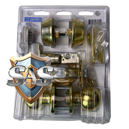 Carbine Aintree SS9000 Tiebolt LB2 Combination Deadbolt, Entrance Set, C4 Keyed to Differ Display Pack, Stainless Steel - Gold