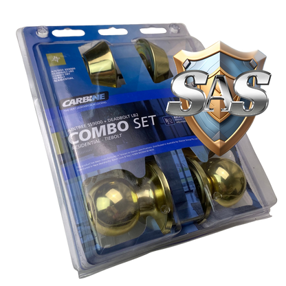 Carbine Aintree SS9000 Tiebolt LB2 Combination Deadbolt, Entrance Set,  Display Pack, Stainless Steel - Colour Gold