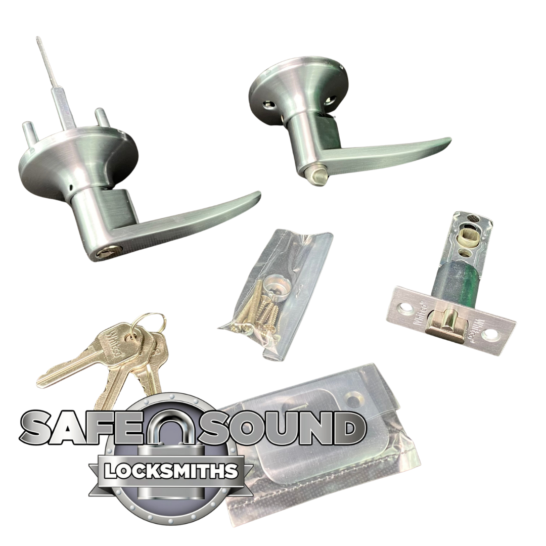 The Bevel series lever door furniture lockset is designed for use with hinged timber doors to suit entrance, passage, privacy (bathroom) and dummy (wardrobe) functions.